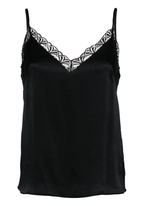 Top con dettaglio in pizzo in nero Alberta Ferretti - donna ALBERTA FERRETTI | 080366190555